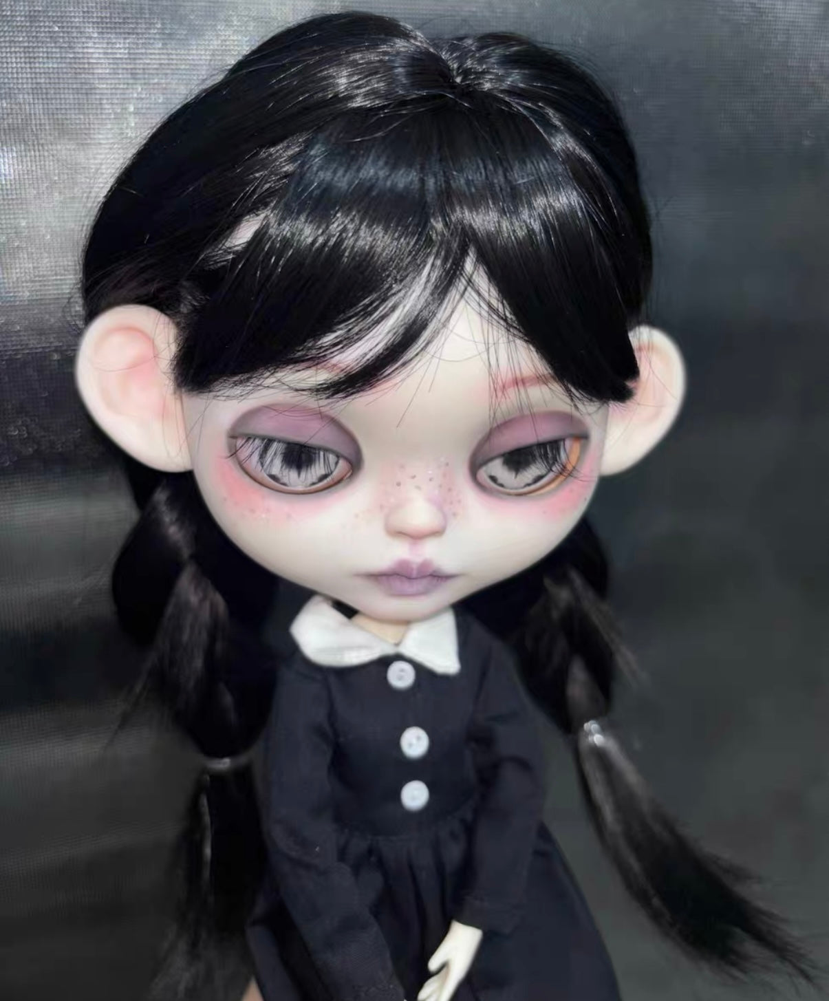 Dark Gothic Braided Custom Blythe Doll, Wednesday Style Makeup | 15 Days Lead Time
