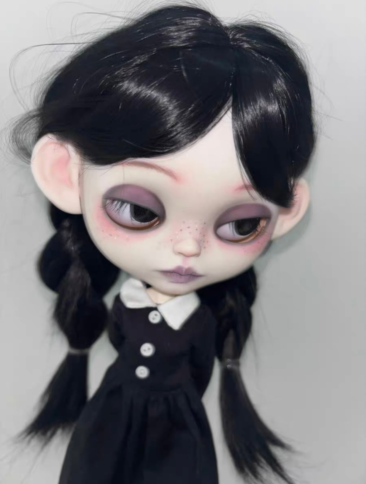 Dark Gothic Braided Custom Blythe Doll, Wednesday Style Makeup | 15 Days Lead Time
