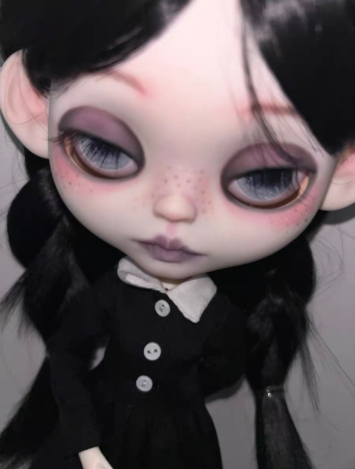 Dark Gothic Braided Custom Blythe Doll, Wednesday Style Makeup | 15 Days Lead Time