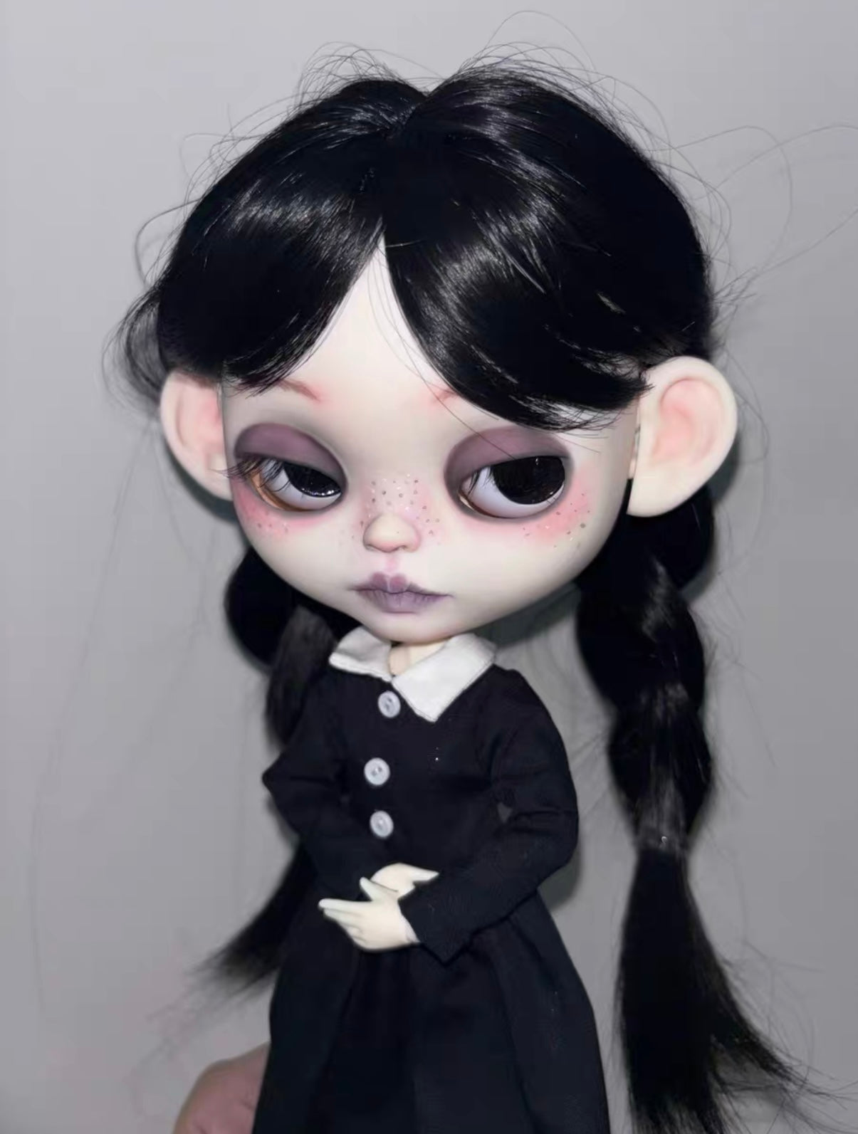 Dark Gothic Braided Custom Blythe Doll, Wednesday Style Makeup | 15 Days Lead Time